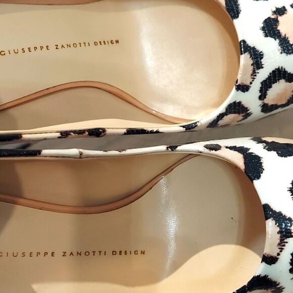 Giuseppe Zanotti Design Animal Print Peep Toe Heels Sz 38.5 - Picture 9 of 10